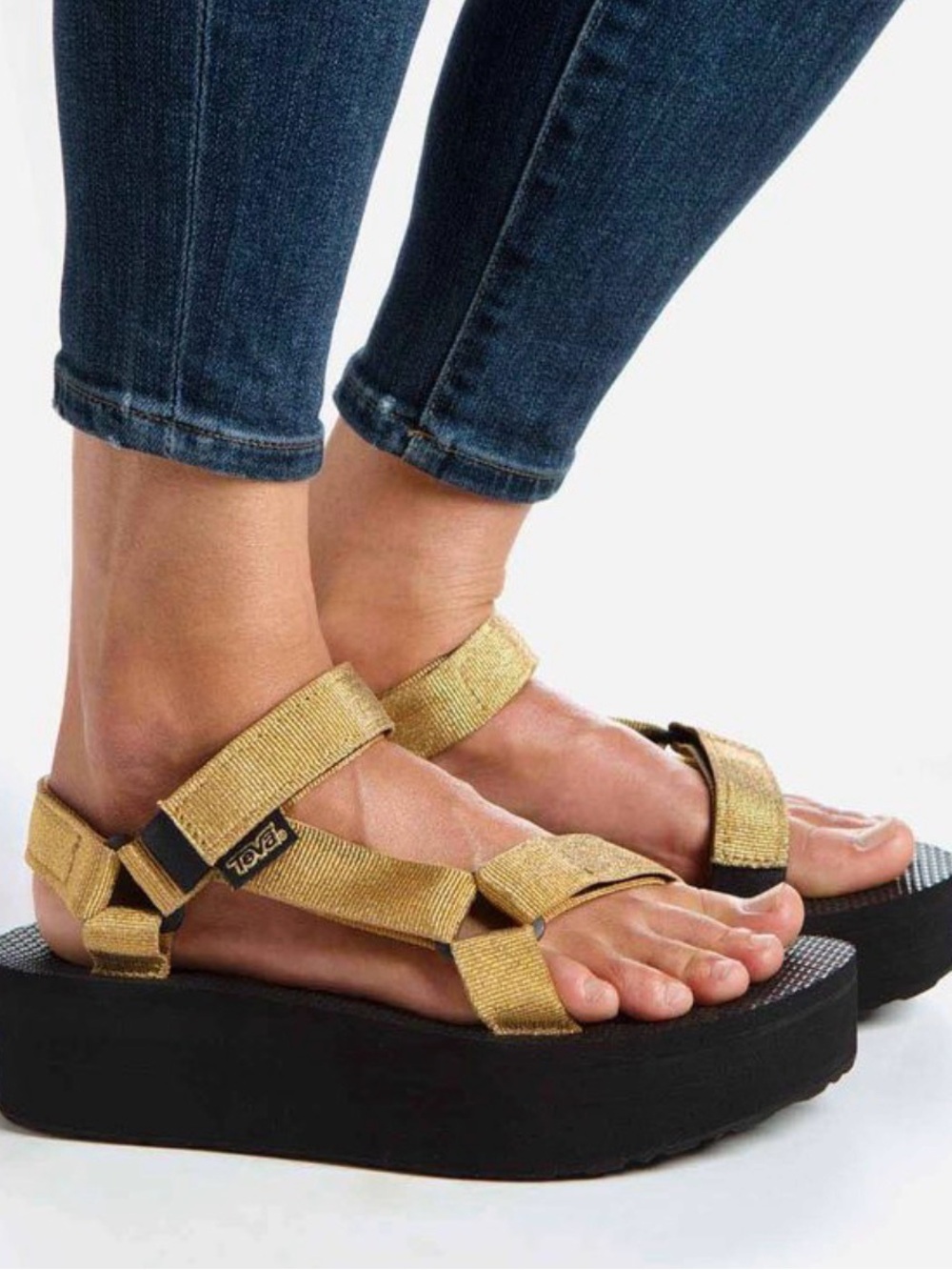 Teva Gold Flatform Sporty Platform Sandals